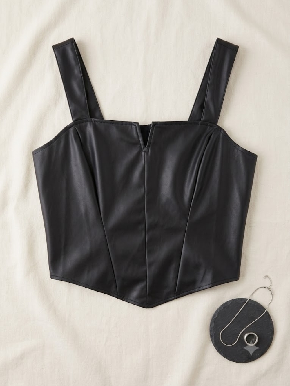 Torrid Black Faux Leather Corset Top Sz 2 Whimsigoth Vampy Bustier Camisole Plus - Picture 4 of 15